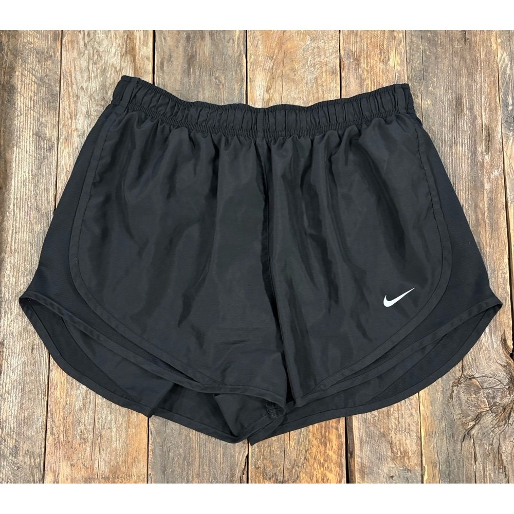 Nike Womens Dri-FIT Running Shorts Black Mesh Panel Athletic Gym Large